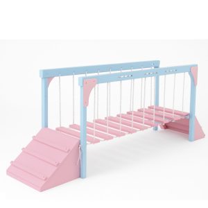 پل معلق چوبی کودک شادلین با طراحی رنگارنگ