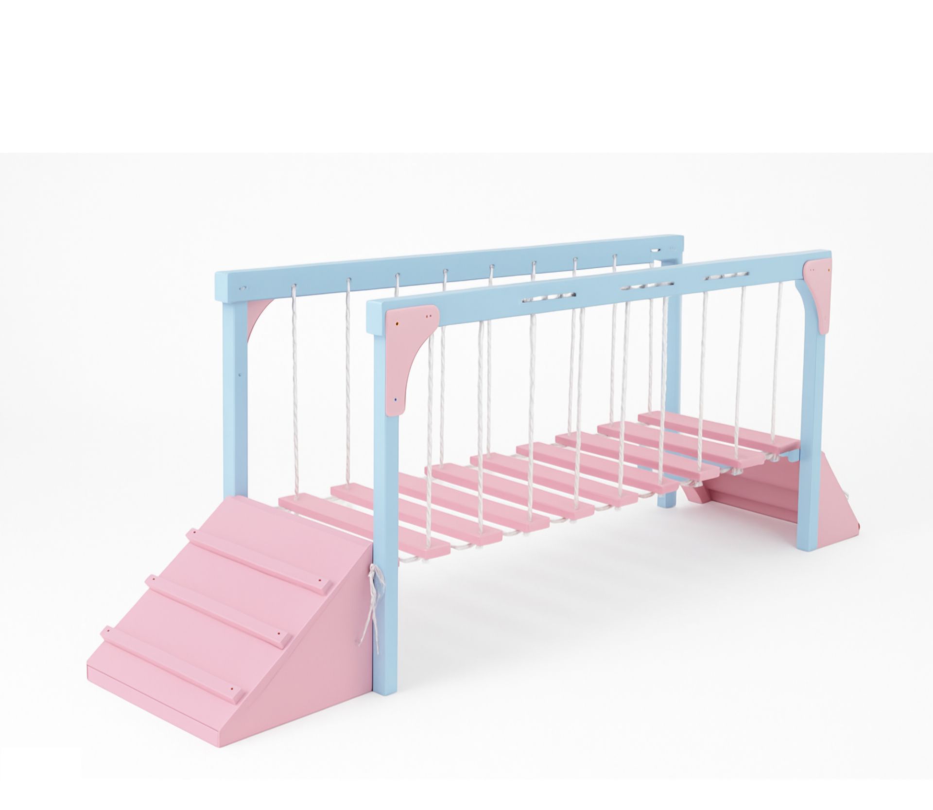 پل معلق چوبی کودک شادلین با طراحی رنگارنگ