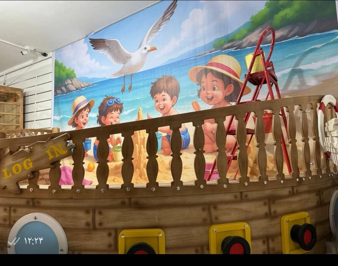 استخر شن ماجراجویی با طراحی کشتی برای مهدکودک