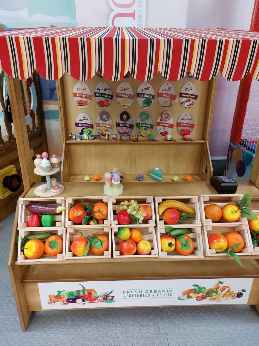 دکه میوه ارگانیک کودک شادلین - ابعاد ۱۲۰×۱۲۰×۱۵۰