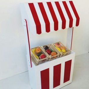 استند میوه فروشی چوبی کودک شادلین با ابعاد ۱۳۰×۳۰×۶۰