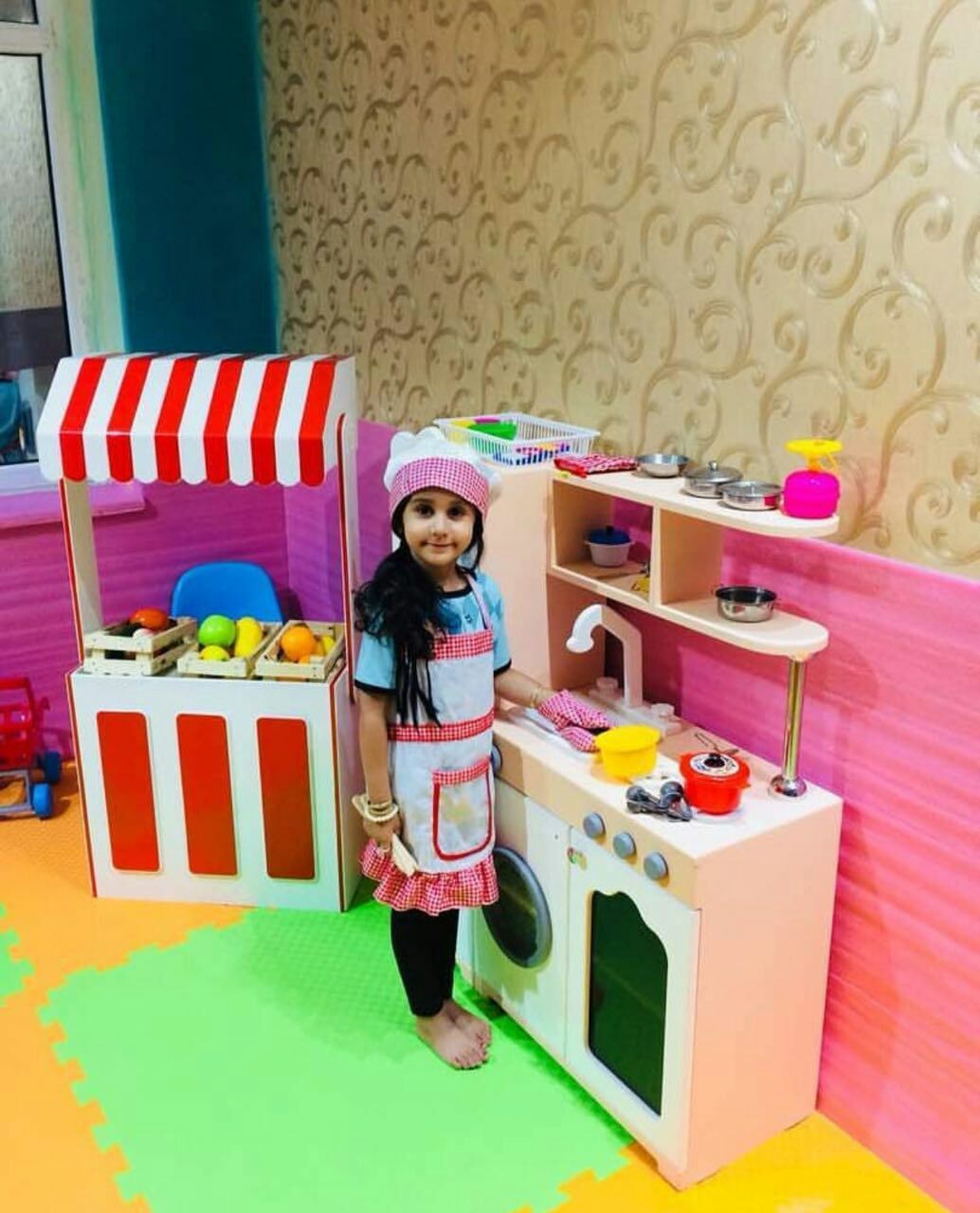 میوه فروشی اسباب بازی چوبی برای خانه مشاغل کودکان