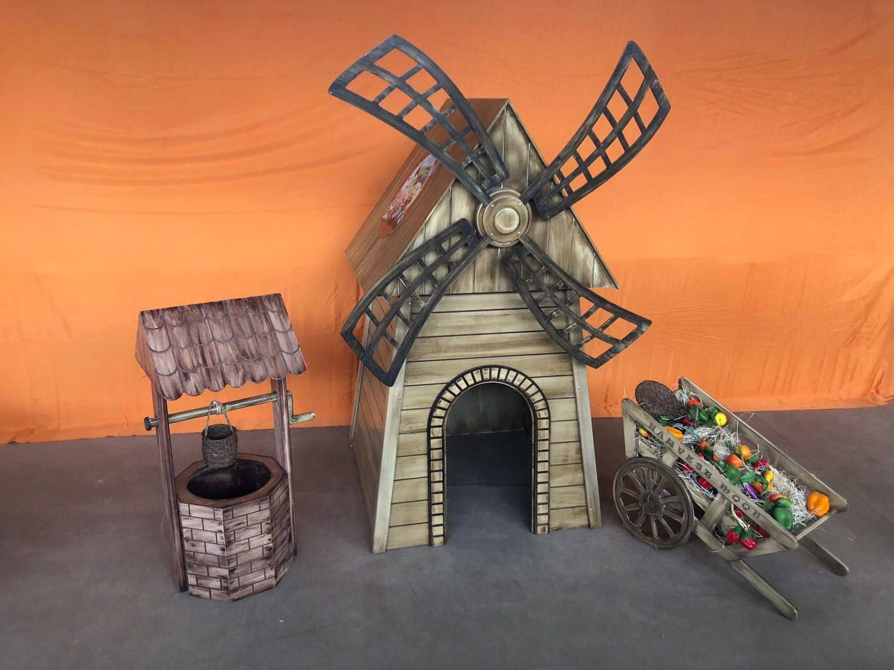 مجموعه بازی مزرعه چوبی با آسیاب بادی و گاری برای کودکان